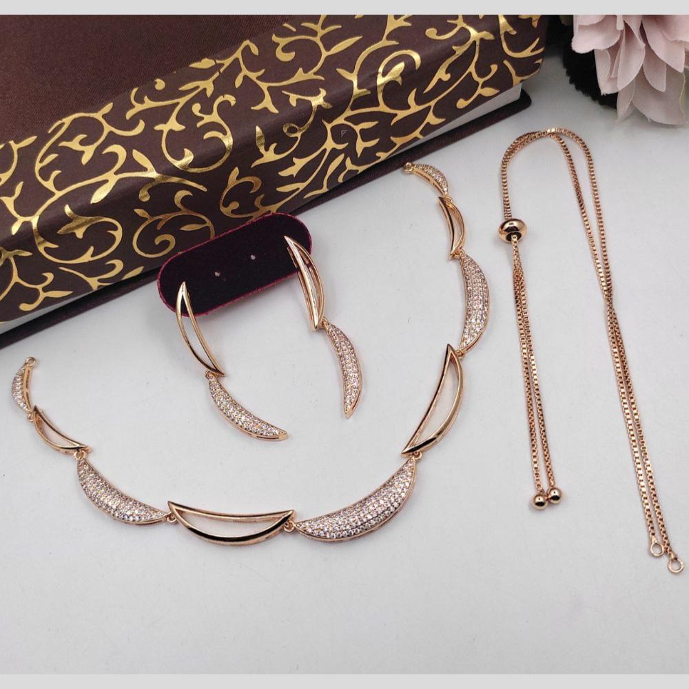 Aamrapali Glam Gold Plated Austrian Stone for Elegant Occasions Necklace Set