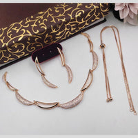 Aamrapali Glam Gold Plated Austrian Stone for Elegant Occasions Necklace Set