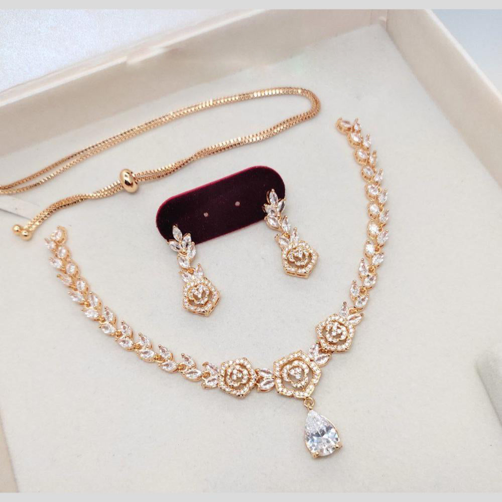 Aamrapali Glam Silver Plated American Daimonds Necklace Set