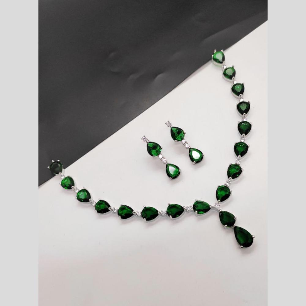 Aamrapali Glam Silver Plated American Daimonds Necklace Set