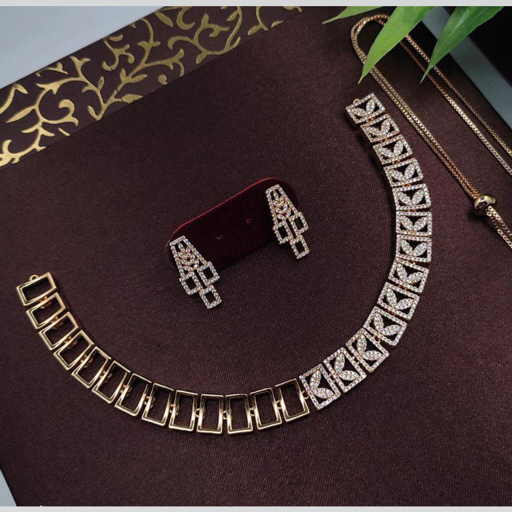 Aamrapali Glam Gold Plated Austrian Stone for Elegant Occasions Necklace Set