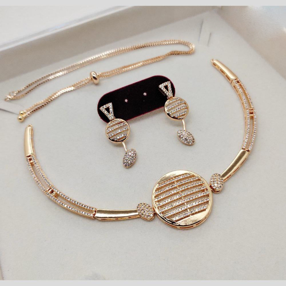 Aamrapali Glam Gold Plated Austrian Stone for Elegant Occasions Necklace Set