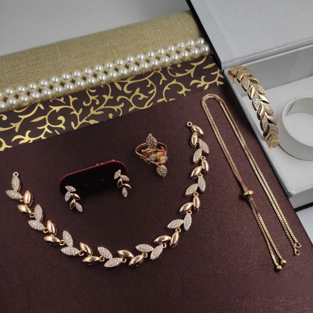 Aamrapali Glam Gold Plated Austrian Stone for Elegant Occasions Necklace Set