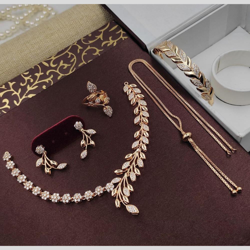 Aamrapali Glam Gold Plated Austrian Stone for Elegant Occasions Necklace Set