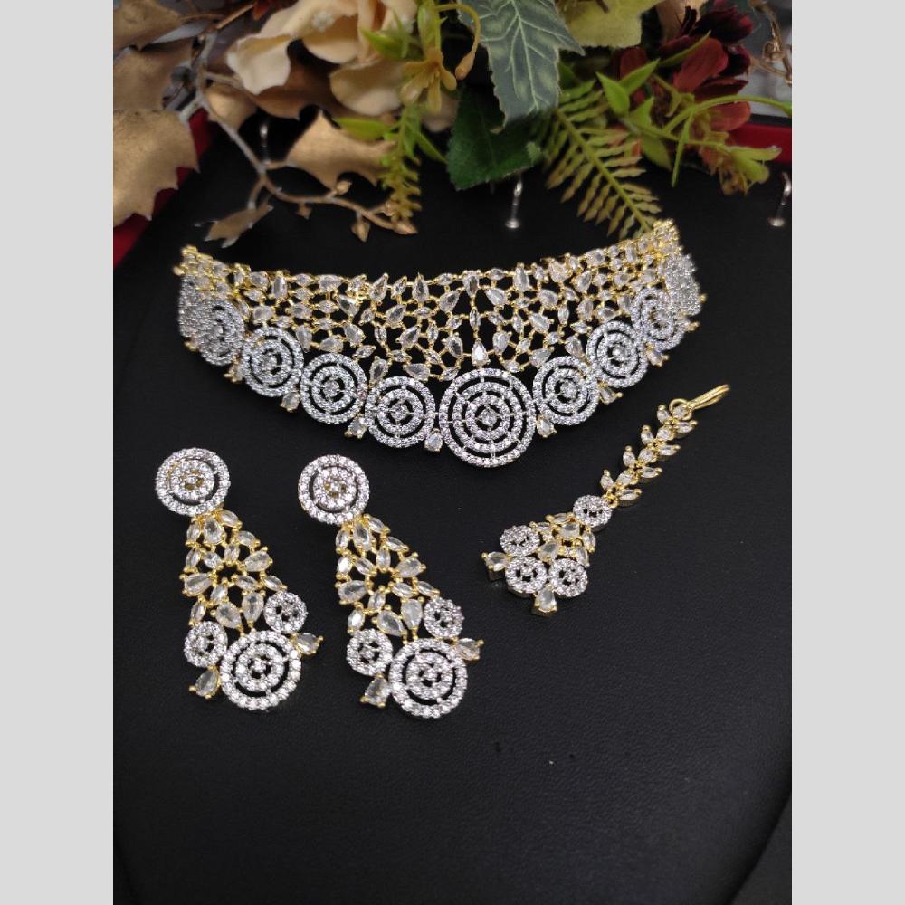 Aamrapali Gold Plated American Daimonds Choker Necklace Set