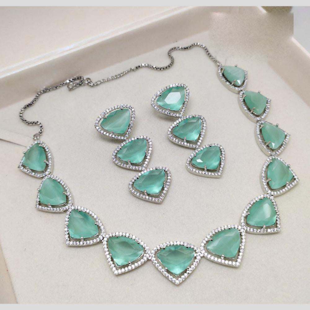 Aamrapali Silver Plated Crystal And Austrain Stone Necklace Set