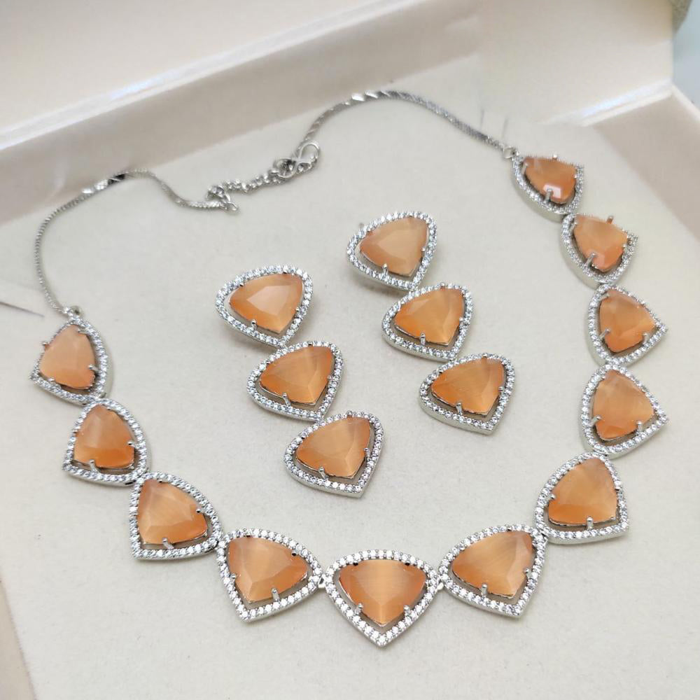Aamrapali Silver Plated Crystal And Austrain Stone Necklace Set