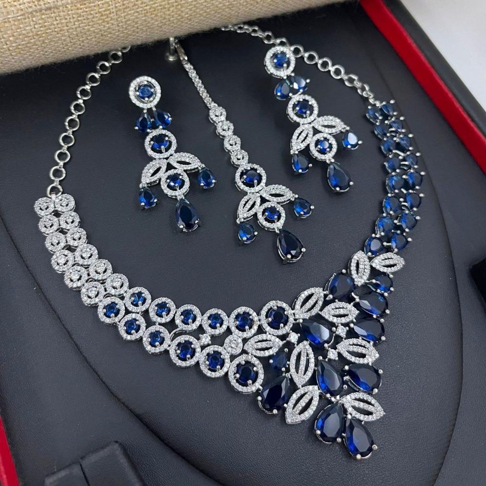 Aamrapali Silver Plated American Daimonds Necklace Set