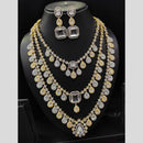 Aamrapali 2 Tone Plated American Daimonds Multi Layer Long Necklace Set 