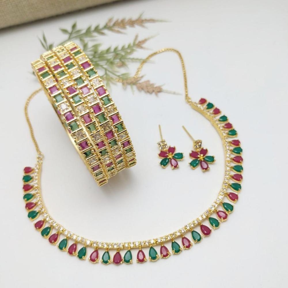 Aamrapali Gold Plated American Diamond Combo Set