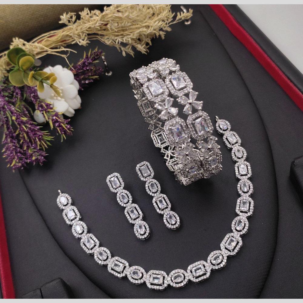Aamrapali Silver Plated American Diamond Combo Set