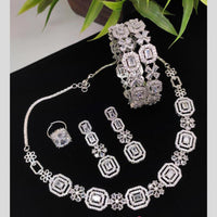 Aamrapali Silver Plated American Diamond Combo Set