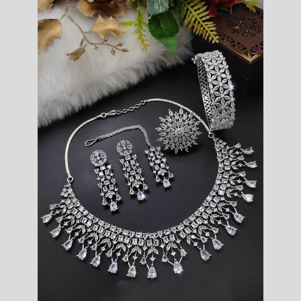 Aamrapali Silver Plated American Diamond Combo Set