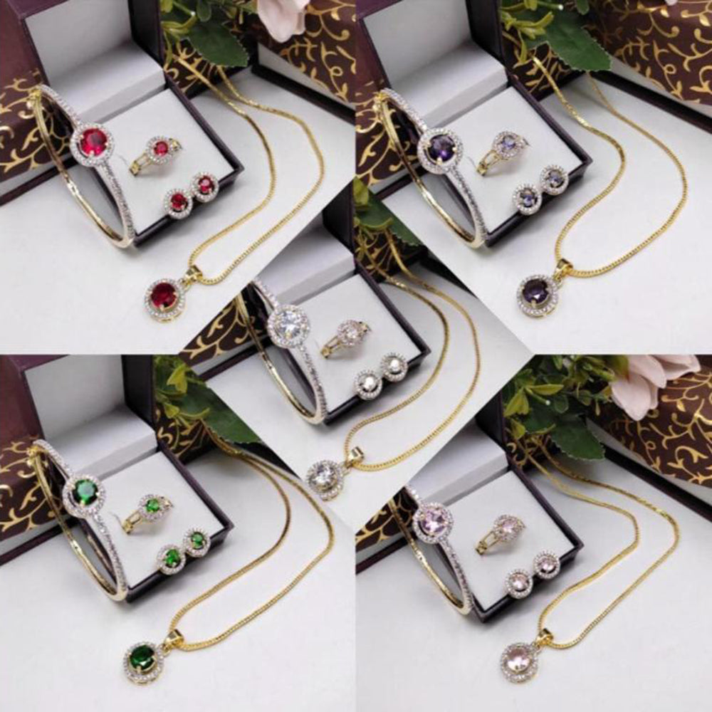 Aamrapali Gold Plated American Diamond Combo Set