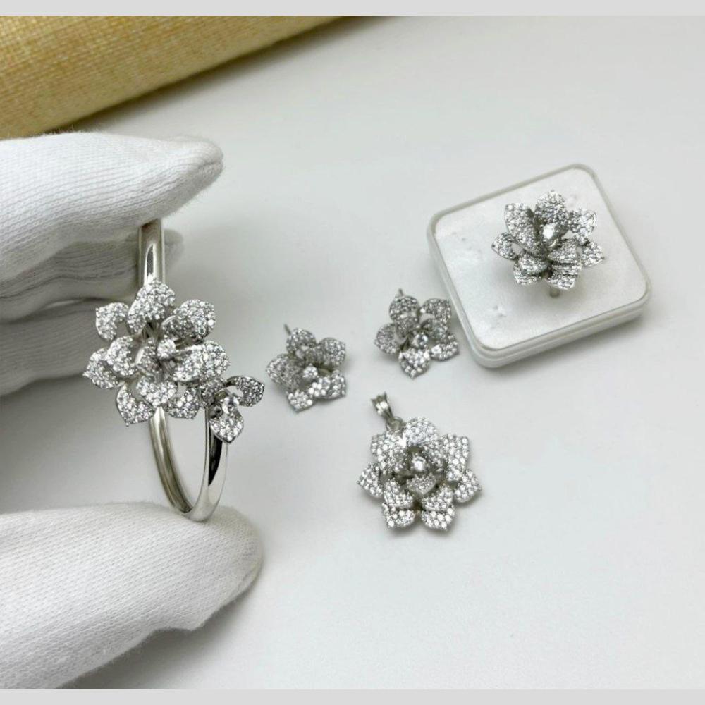 Aamrapali Silver Plated Austrian Stone Combo Set