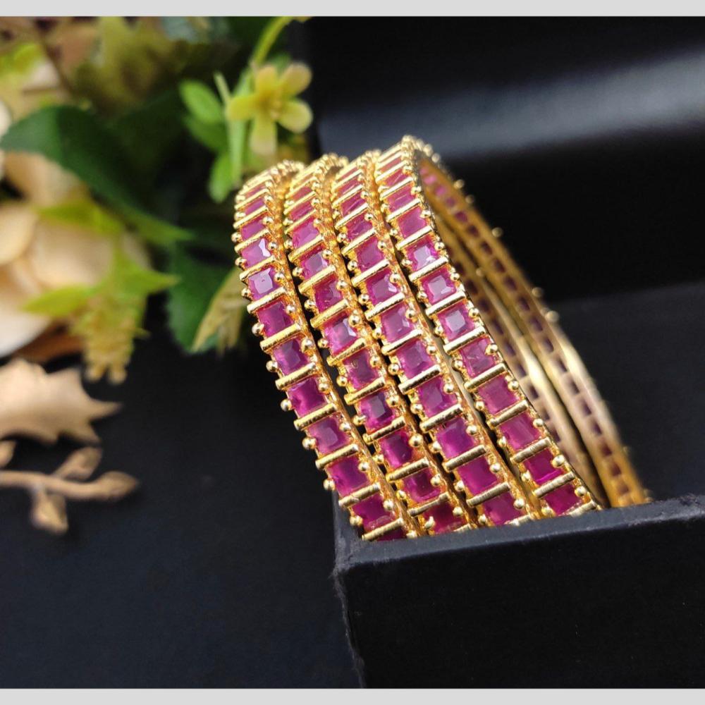 Aamrapali Gold Plated Crystal Stone Bangle Set
