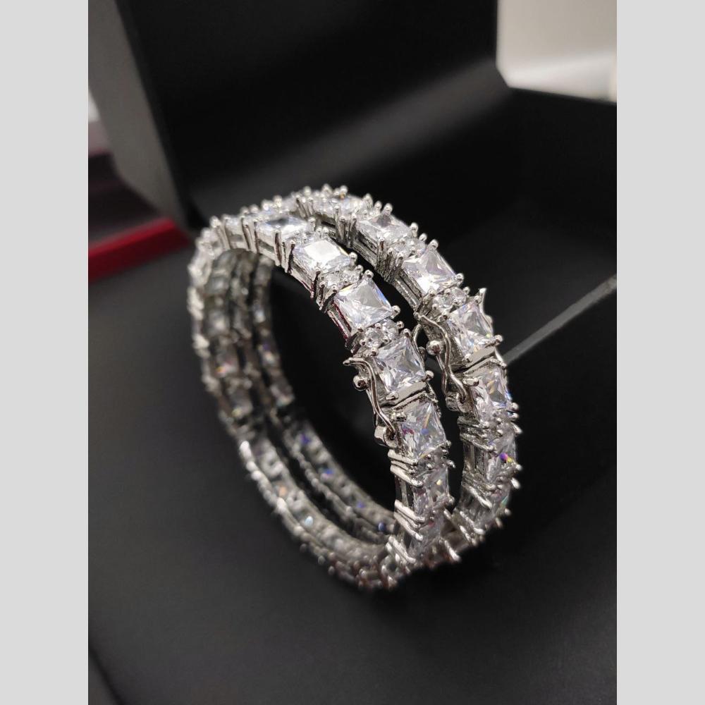 Aamrapali  Silver Plated American Diamond Bangle Set