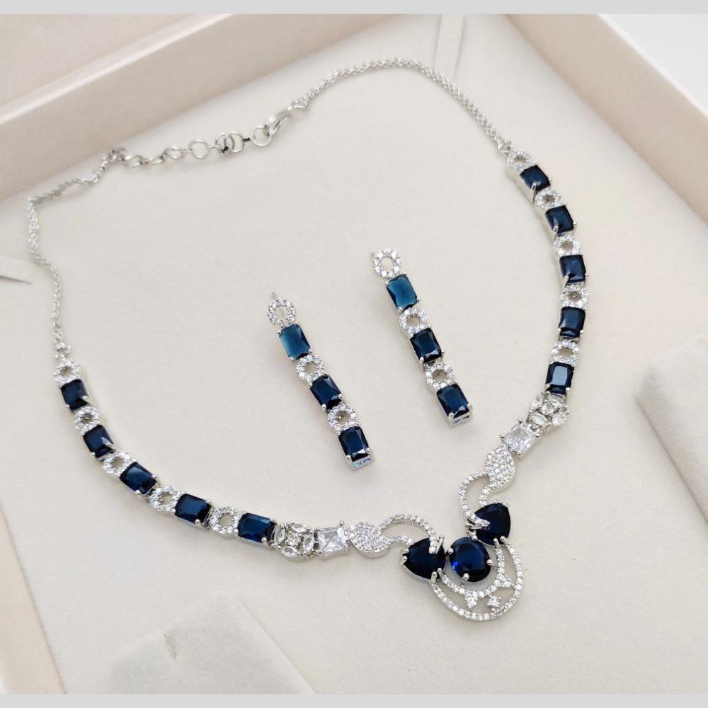 Aamrapali Glamour Silver Plated Shine American Diamond Necklace Set