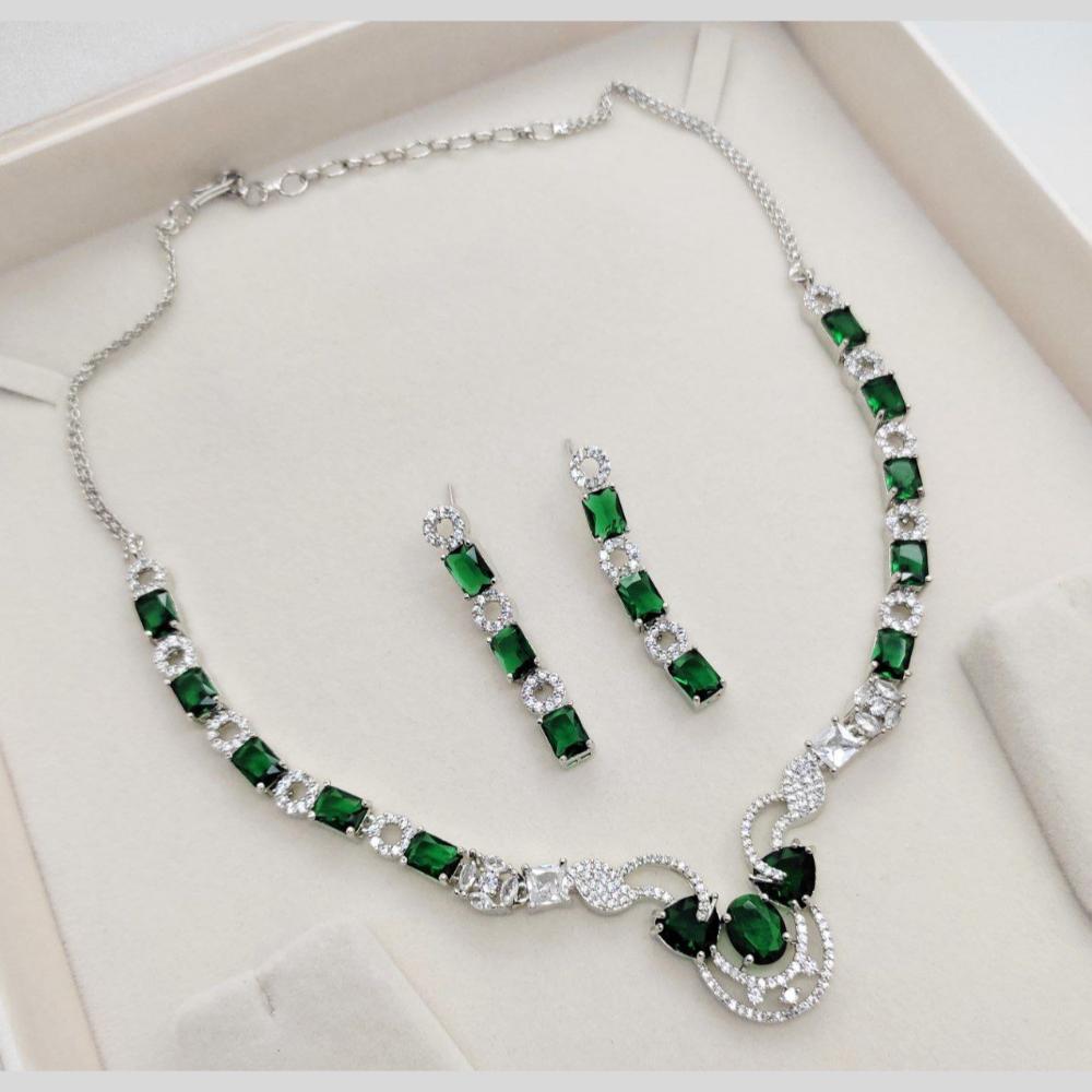 Aamrapali Glamour Silver Plated Shine American Diamond Necklace Set