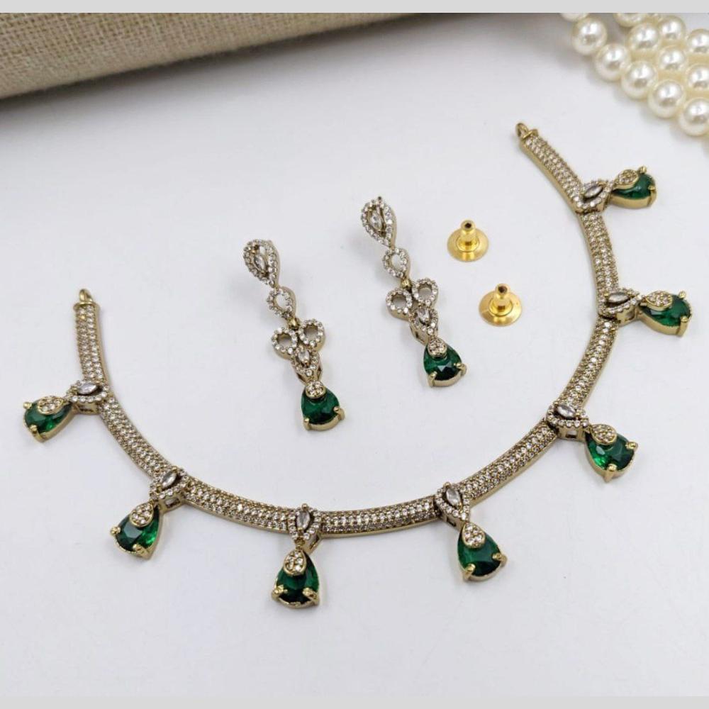 Aamrapali Glamour Gold Plated Shine American Diamond Necklace Set