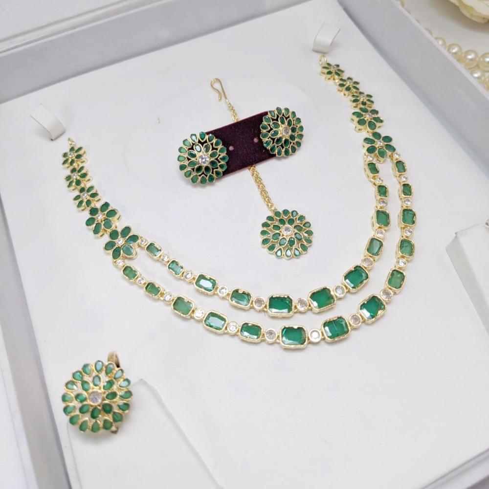 Aamrapali Glamour Gold Plated Shine Crystal Stone Necklace Set