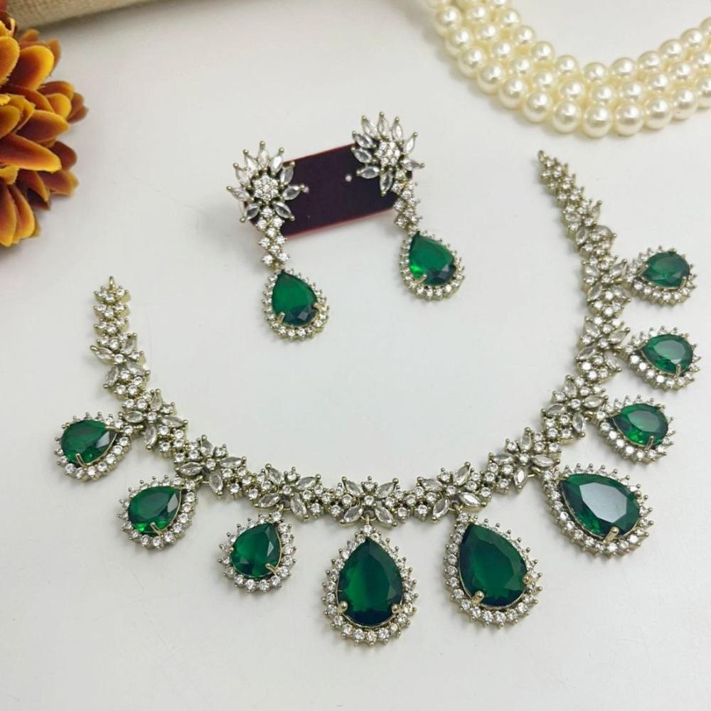 Aamrapali Glamour Gold Plated Shine American Diamond Necklace Set