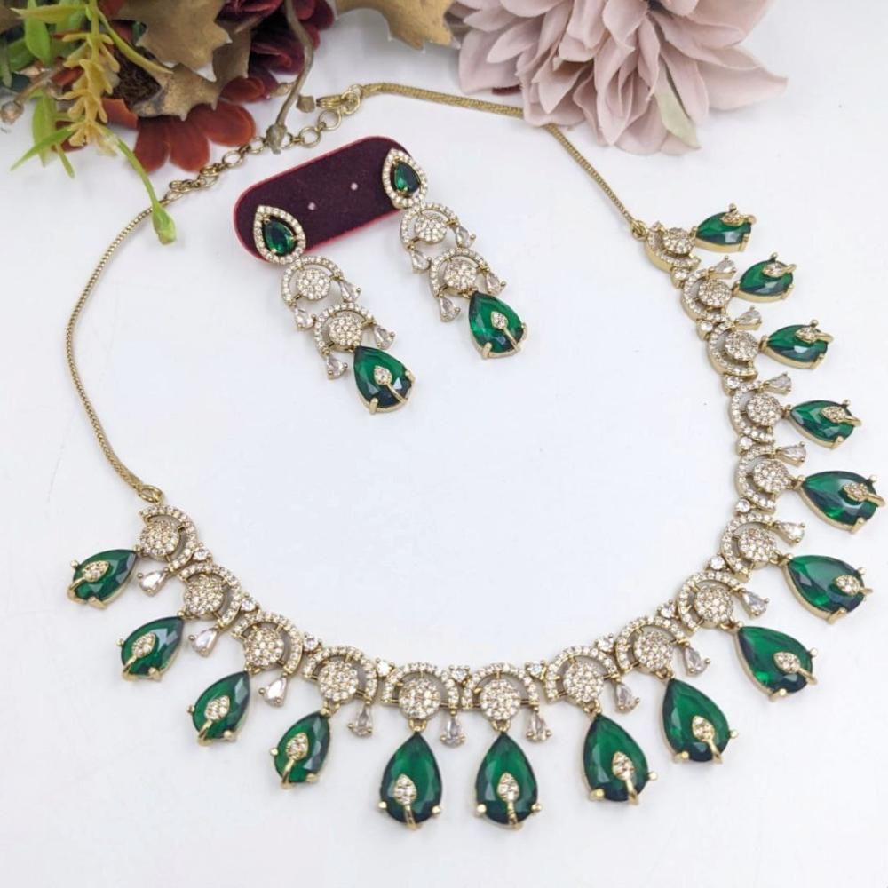 Aamrapali Glamour Gold Plated Shine American Diamond Necklace Set