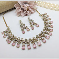 Aamrapali Glamour Gold Plated Shine American Diamond Necklace Set