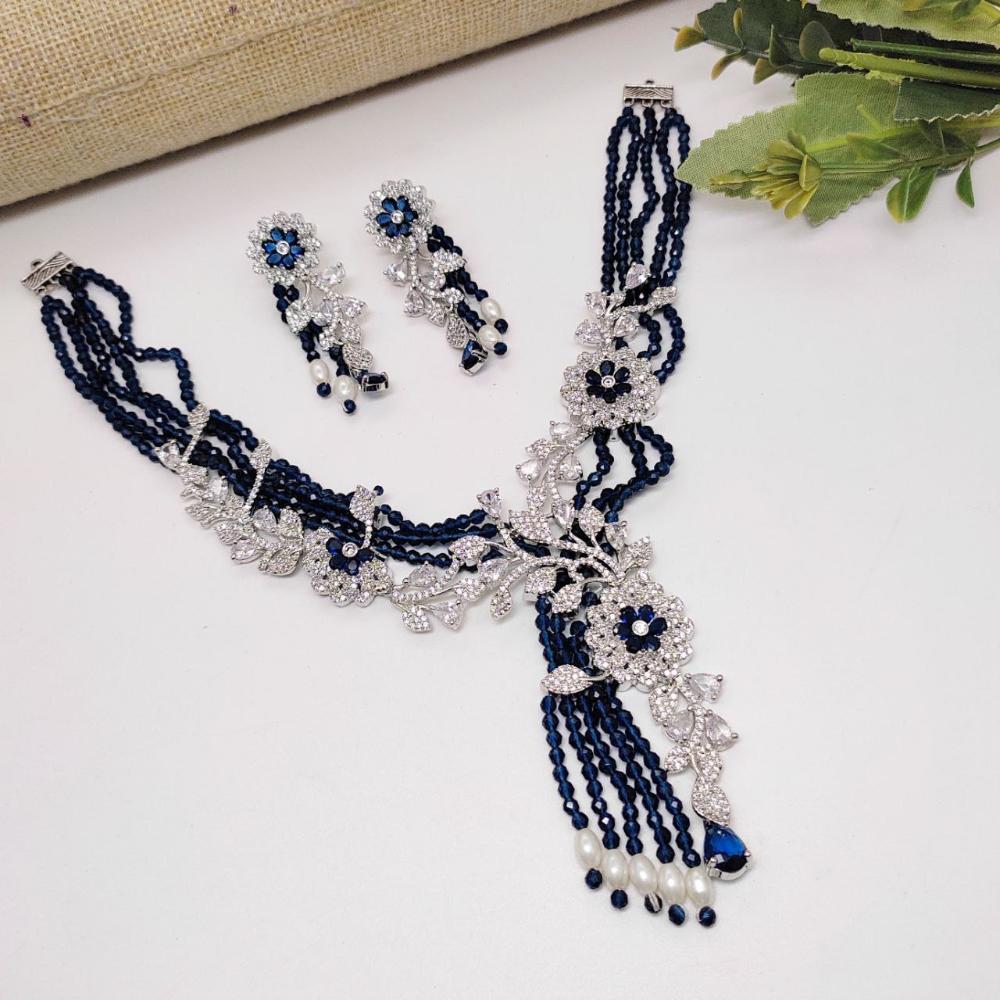 Aamrapali  Shine & Grace  Pearl-Studded American Diamond Necklace Set