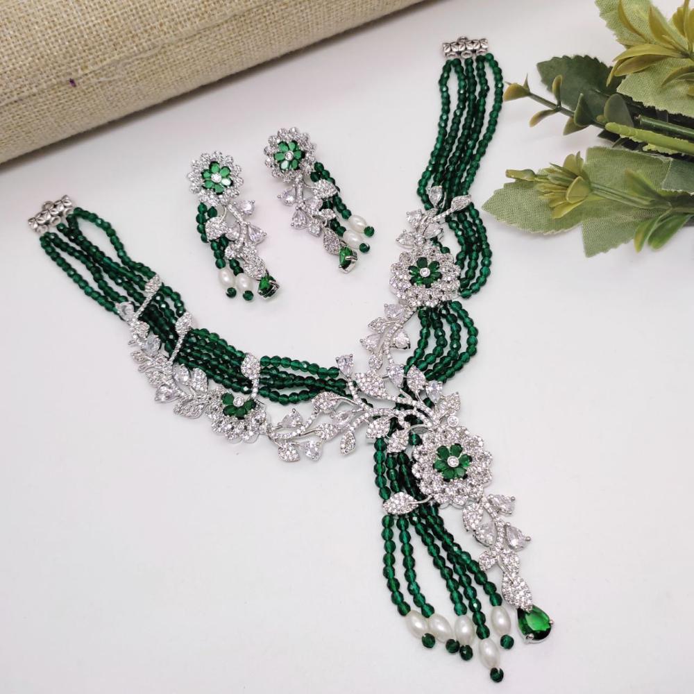Aamrapali  Shine & Grace  Pearl-Studded American Diamond Necklace Set