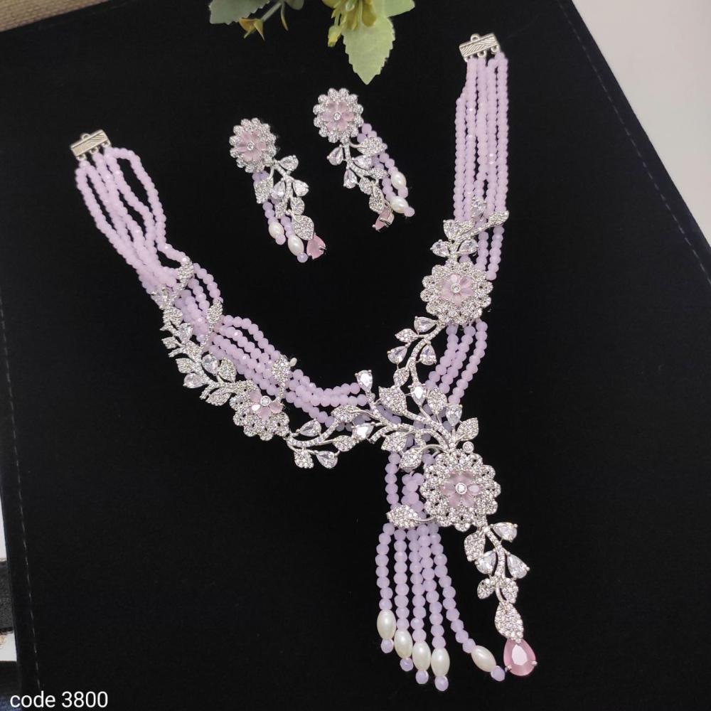 Aamrapali  Shine & Grace  Pearl-Studded American Diamond Necklace Set