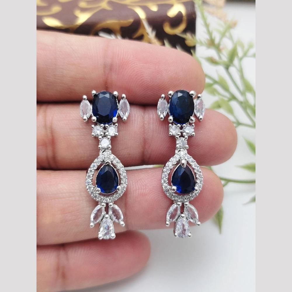 Aamrapali Rhodium Polish Austrian Sparkle And Crystal Glam Dangler Earrings