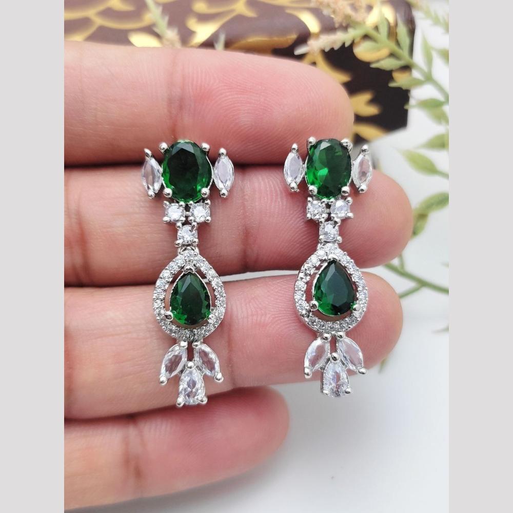 Aamrapali Rhodium Polish Austrian Sparkle And Crystal Glam Dangler Earrings