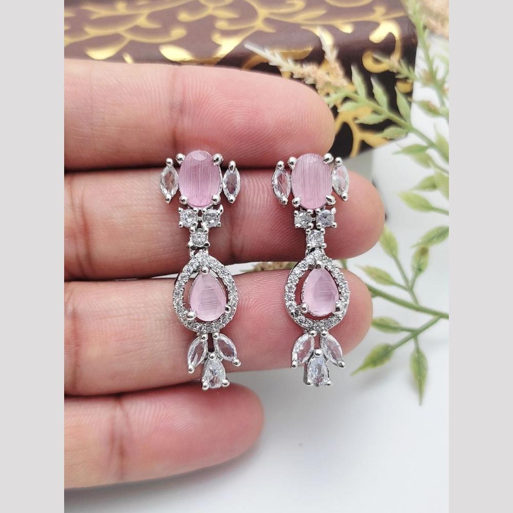Aamrapali Rhodium Polish Austrian Sparkle And Crystal Glam Dangler Earrings