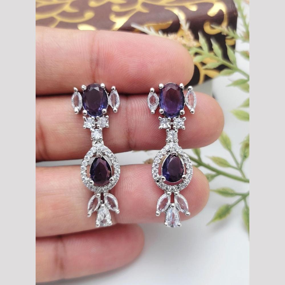 Aamrapali Rhodium Polish Austrian Sparkle And Crystal Glam Dangler Earrings