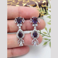 Aamrapali Rhodium Polish Austrian Sparkle And Crystal Glam Dangler Earrings