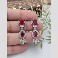 Aamrapali Rhodium Polish Austrian Sparkle And Crystal Glam Dangler Earrings