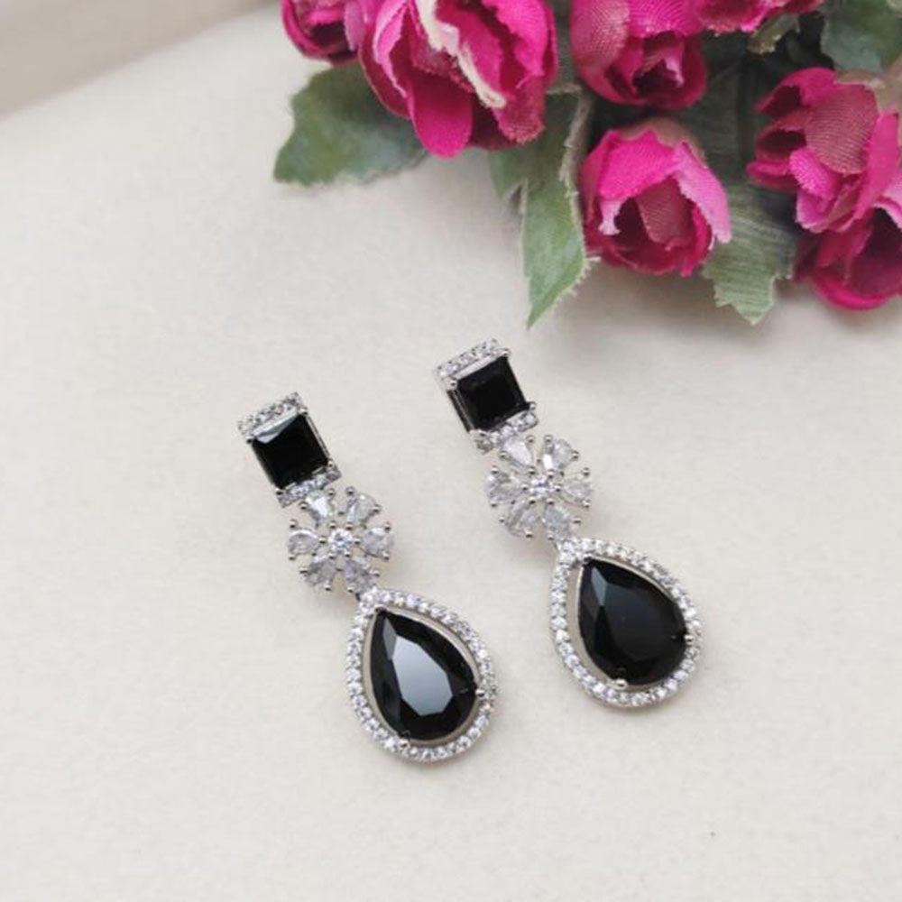 Aamrapali Rhodium Polish Austrian Sparkle And Crystal Glam Dangler Earrings