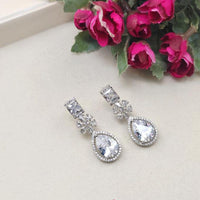 Aamrapali Rhodium Polish Austrian Sparkle And Crystal Glam Dangler Earrings