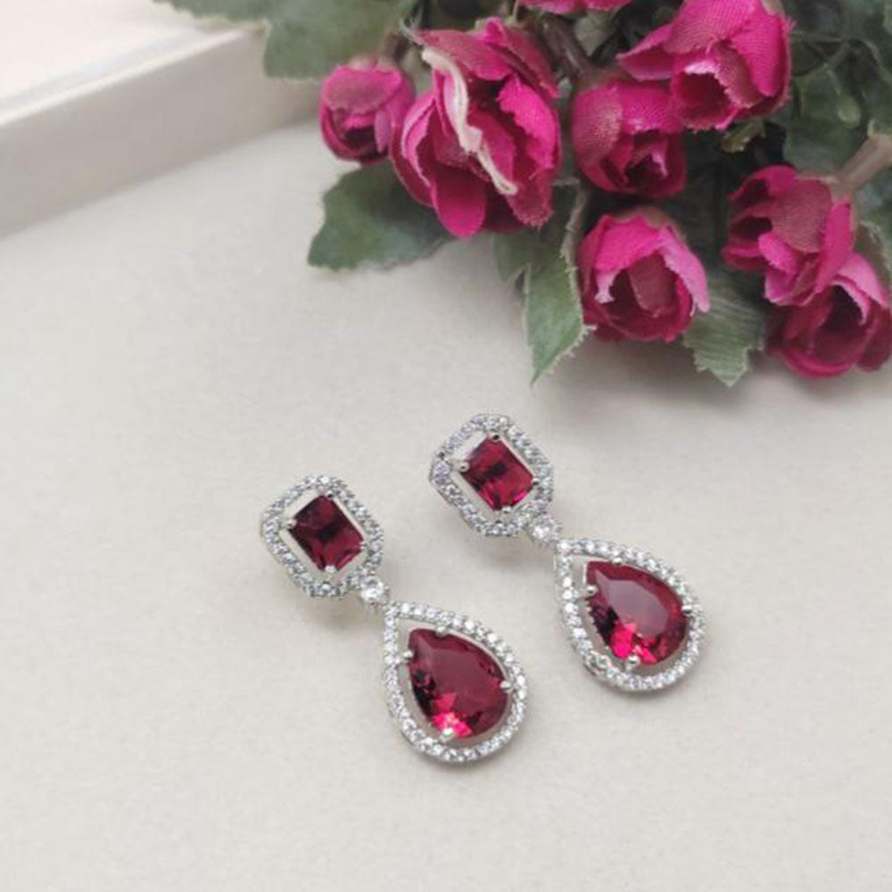 Aamrapali Rhodium Polish Austrian Sparkle And Crystal Glam Dangler Earrings