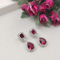 Aamrapali Rhodium Polish Austrian Sparkle And Crystal Glam Dangler Earrings