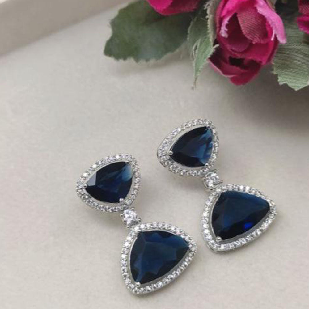 Aamrapali Rhodium Polish Austrian Sparkle And Crystal Glam Dangler Earrings