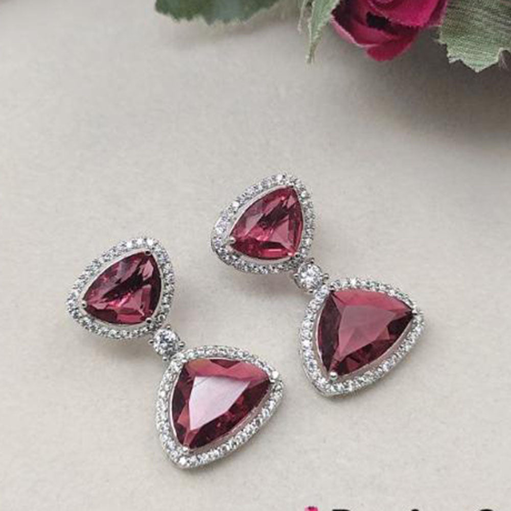 Aamrapali Rhodium Polish Austrian Sparkle And Crystal Glam Dangler Earrings