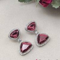 Aamrapali Rhodium Polish Austrian Sparkle And Crystal Glam Dangler Earrings