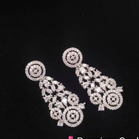 Aamrapali Rhodium Polish Shimmering American Diamond Dangler Earrings