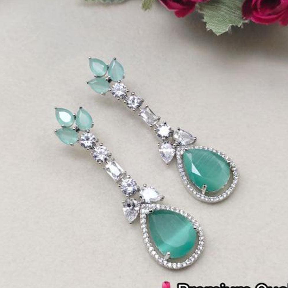 Aamrapali Rhodium Polish Austrian Sparkle And Crystal Glam Dangler Earrings