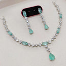 Aamrapali Rhodium Finish Statement American Diamond Necklace Set