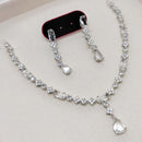 Aamrapali Rhodium Finish Statement American Diamond Necklace Set