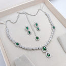 Aamrapali Rhodium Finish Statement American Diamond Necklace Set