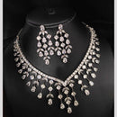 Aamrapali Rhodium Finish Statement American Diamond Necklace Set